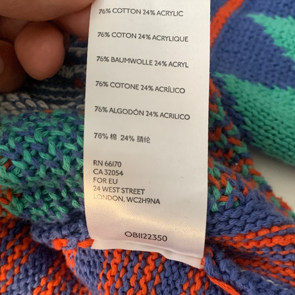 Free People Patchwork Pullover Sweater Blue Multi… - image 4